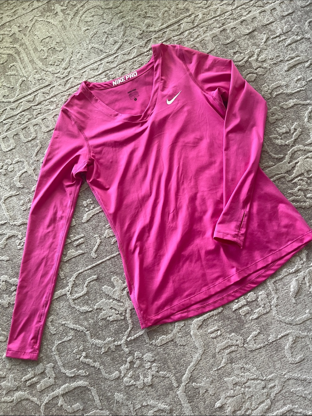 Nike Pro Women's Long Sleeve V-Neck Top Dri-Fit - Pink